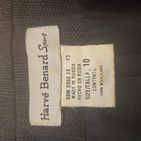 Harve Bernard Sport Wool Pin Striped Fringe Single Breasted Blazer Brown Size 10 - Picture 8 of 9